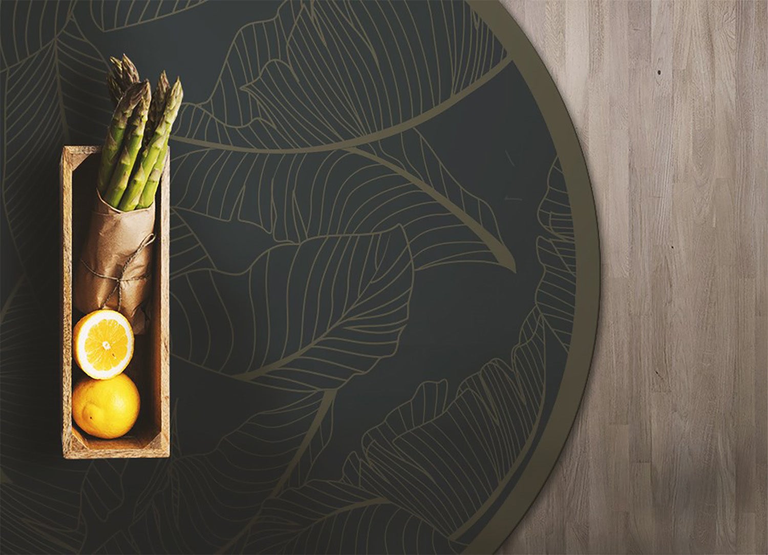 Tappeto in vinile foglia stilizzata moderna, tappeto vinile naturale dolce decor elegante interno 110x110 cm – Tulup - 3