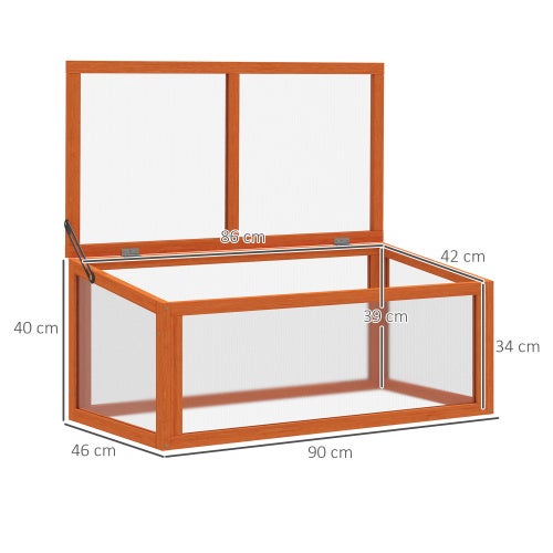 Mini Serre avec couverture en polycarbonate, en bois et orange, 90x46x40 cm – ComfortXL Outdoor Living - 3