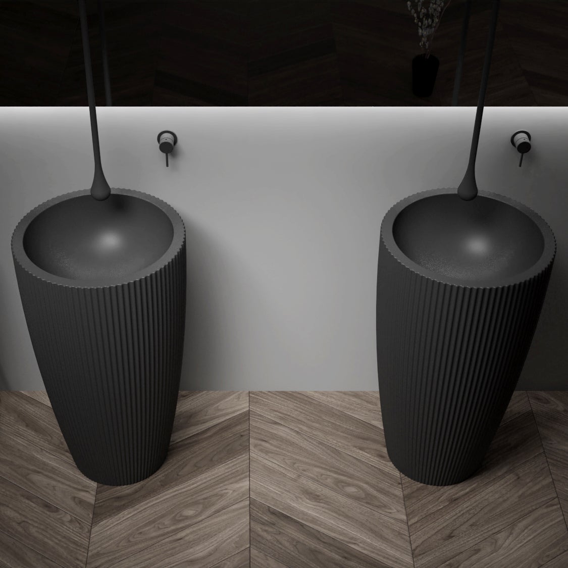 BERNSTEIN - TWZ316 Lavabo tótem de fundición mineral - 50 x 50 x 90 cm ...