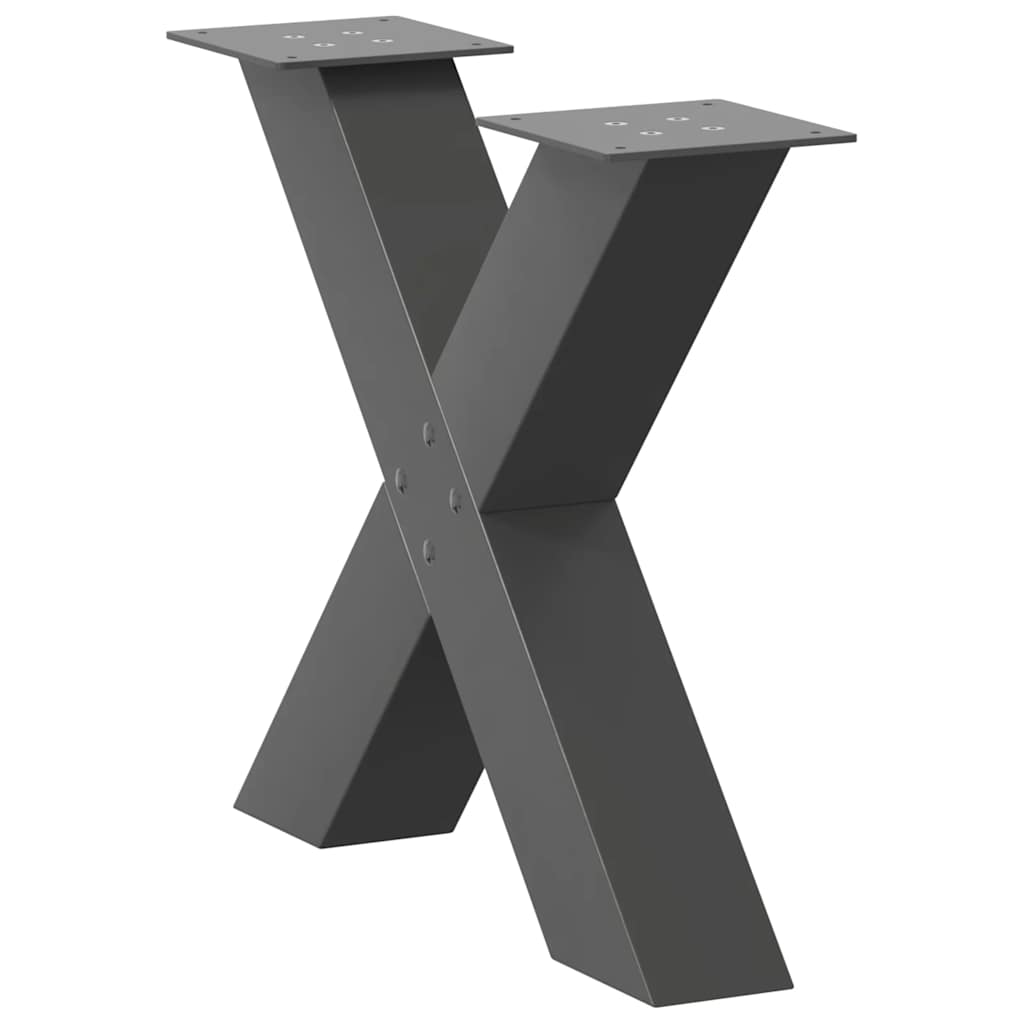 Pernas de mesa de centro em forma de X 2 unidades de aço antracite - COMFORTXL - 4