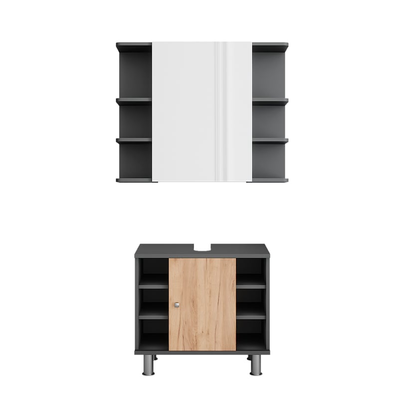 Vicco Zestaw mebli łazienkowych Fynn, Antracyt/złoty dąb, 2 części