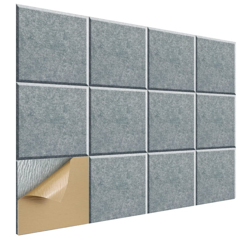 Zestaw 12 samoprzylepnych paneli akustycznych, panele z pianki akustycznej o wysokiej gęstości, panele dźwiękochłonne, panele do obróbki akustycznej