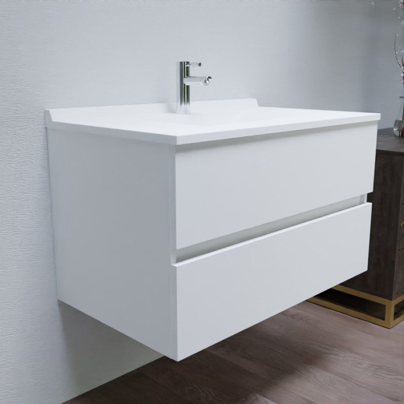 Meuble vasque L 90cm P 55cm ROMY - Blanc brillant - 7