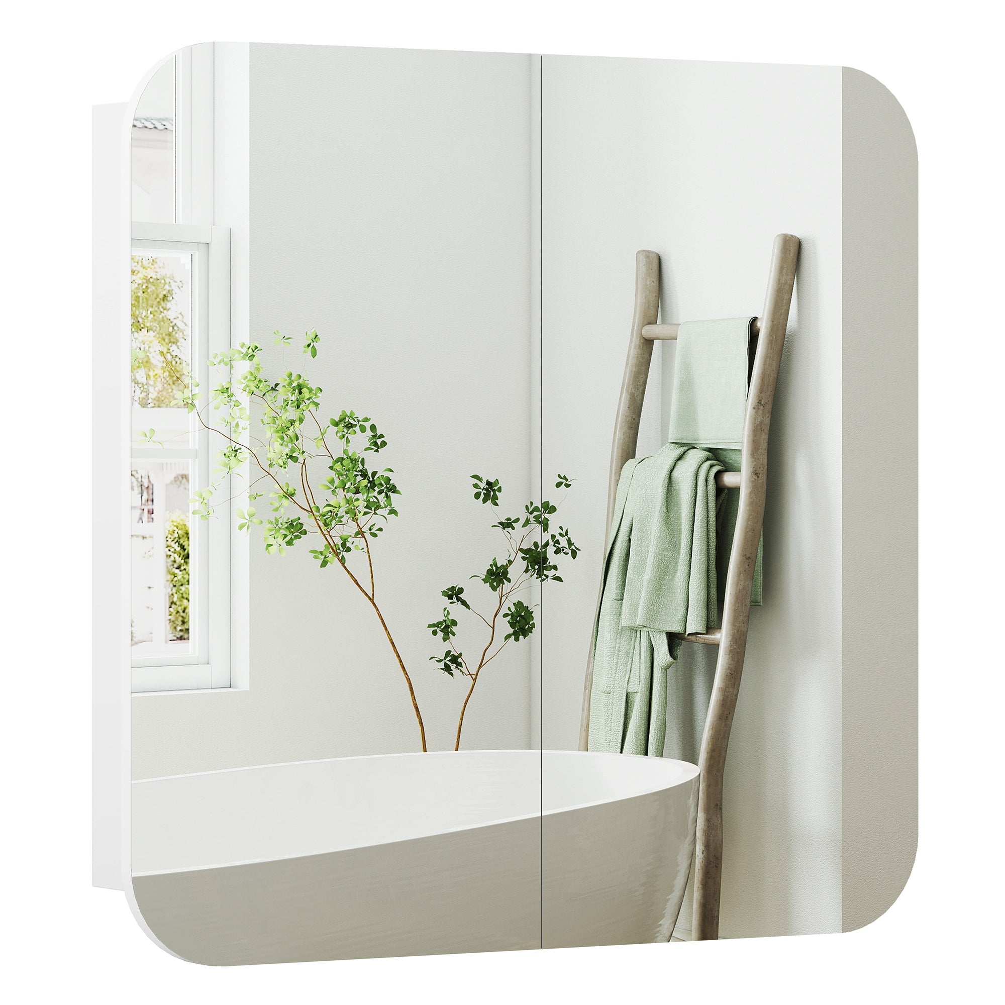 Leroy Merlin Arched bathroom mirror cabinet with adjustable shelves, white 