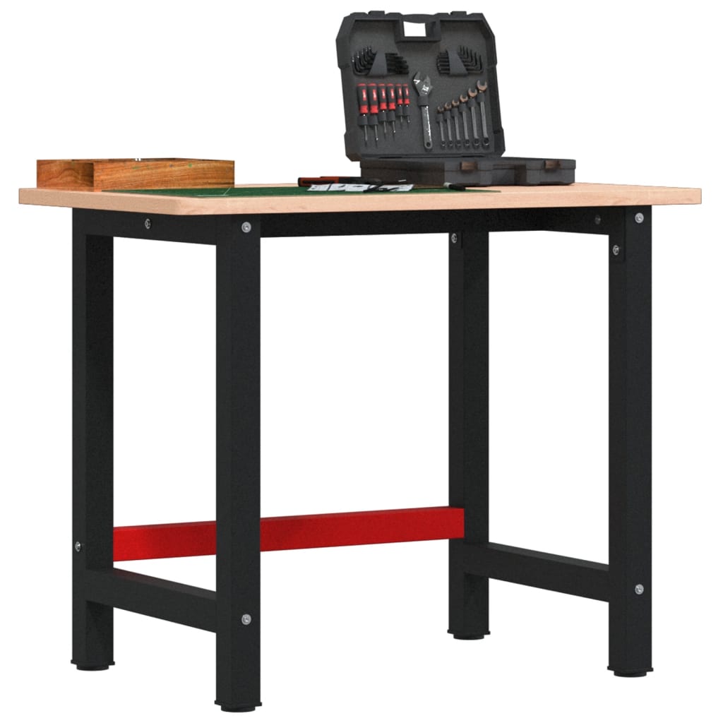 Banco Da Lavoro In Legno Massello Di Faggio – 150x55 Cm, Struttura Metallica Rinforzata, Per Fai-da-te E Hobby
