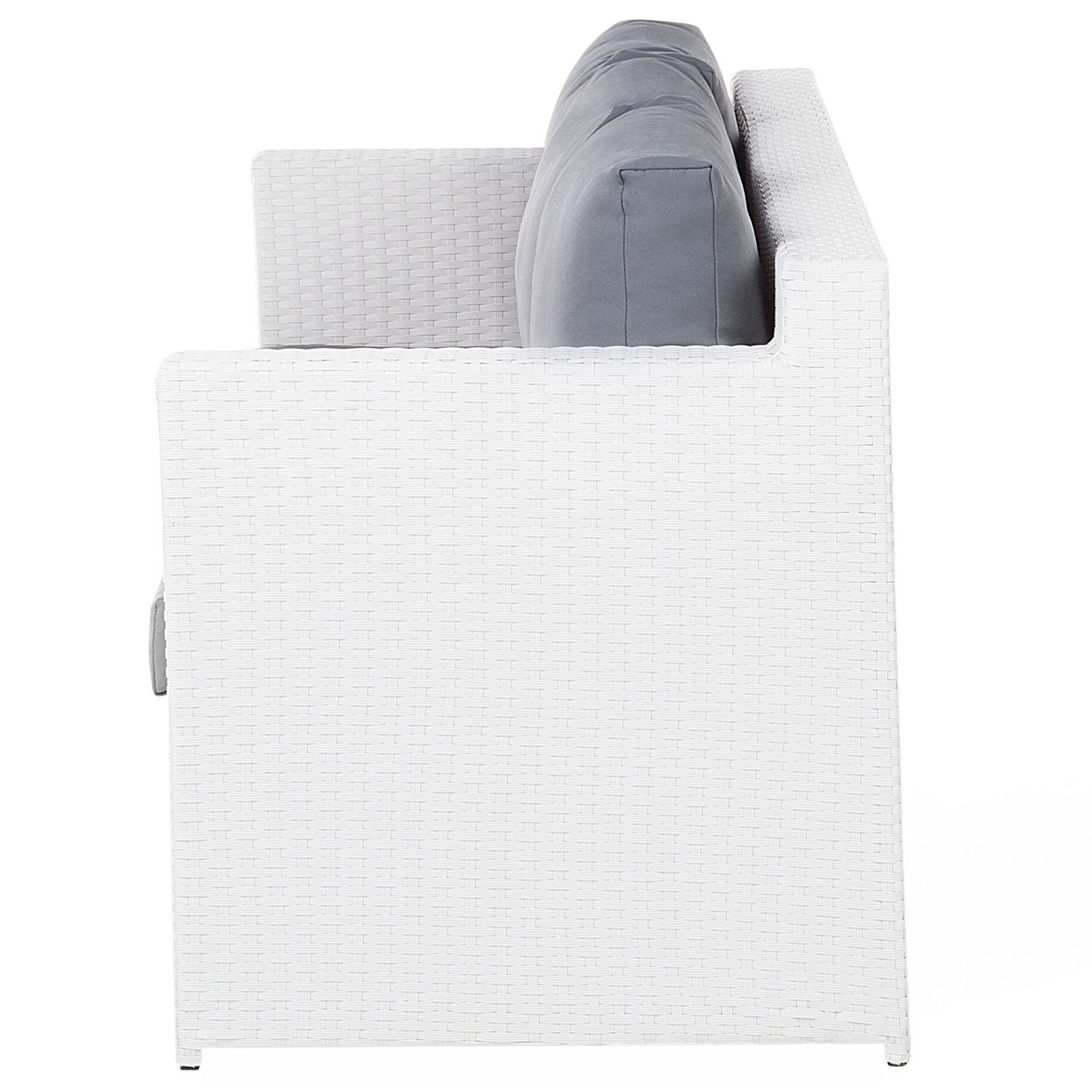 Set salotto da giardino con tavolo e pouf 6 posti ROMA Bianco - 9