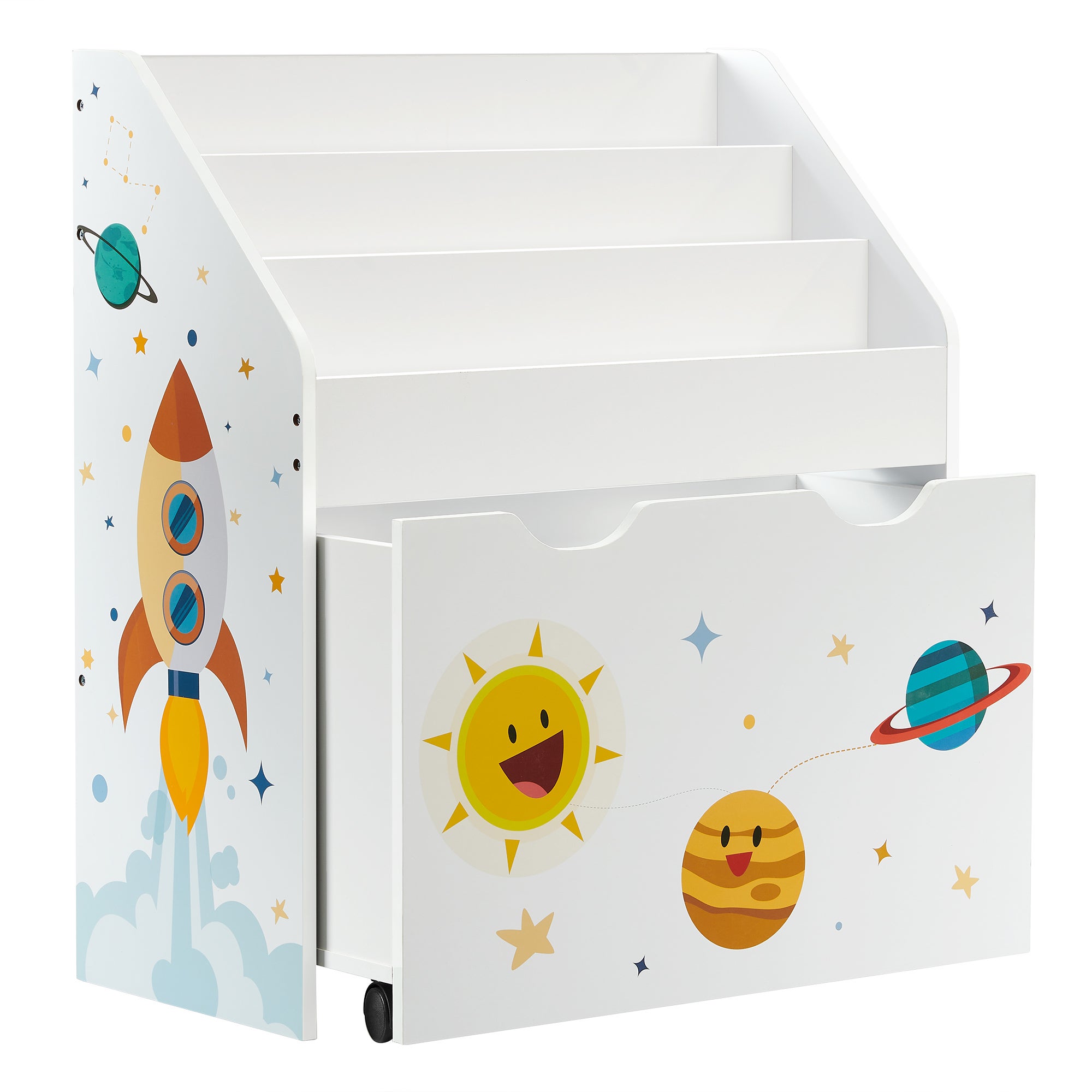 Étagère pour jouets, 3 Compartiments, Boîte à jouets avec roulettes, Blanc - 2