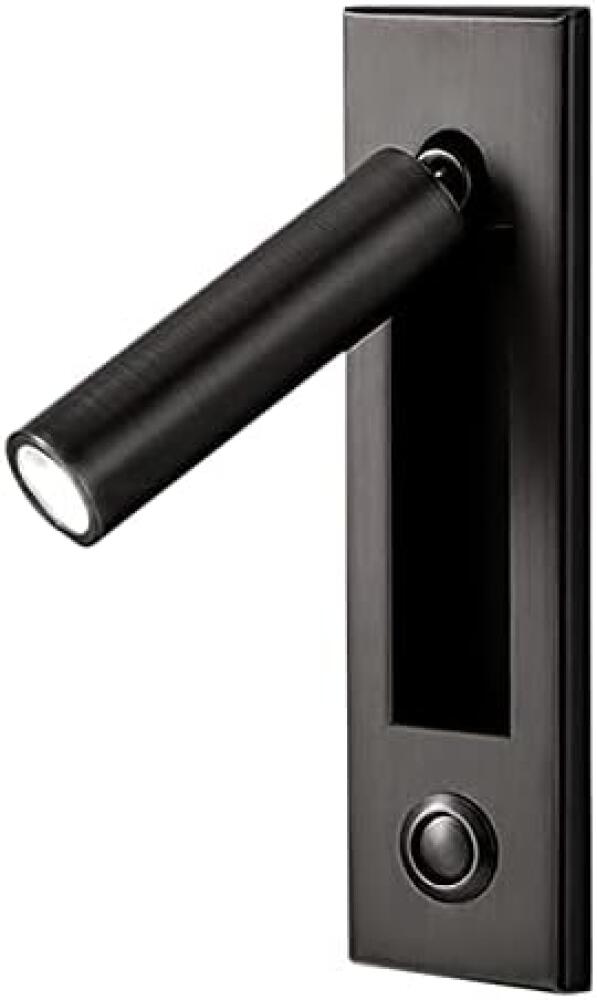 Olivine Lampe De Lecture Tête De Lit - Applique Murale Noire, Interrupteur Poussoir, Encastrée 2W LED