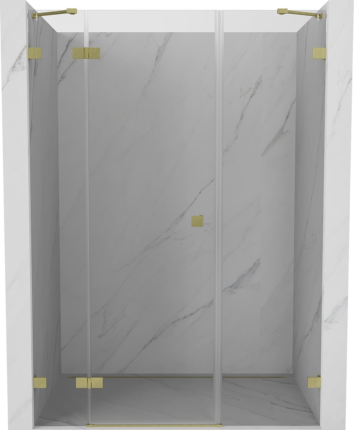 Mexen Lunar drzwi prysznicowe uchylne lewe 155 cm, transparent, złote szczotkowane - 834S-155-050-55-00-L
