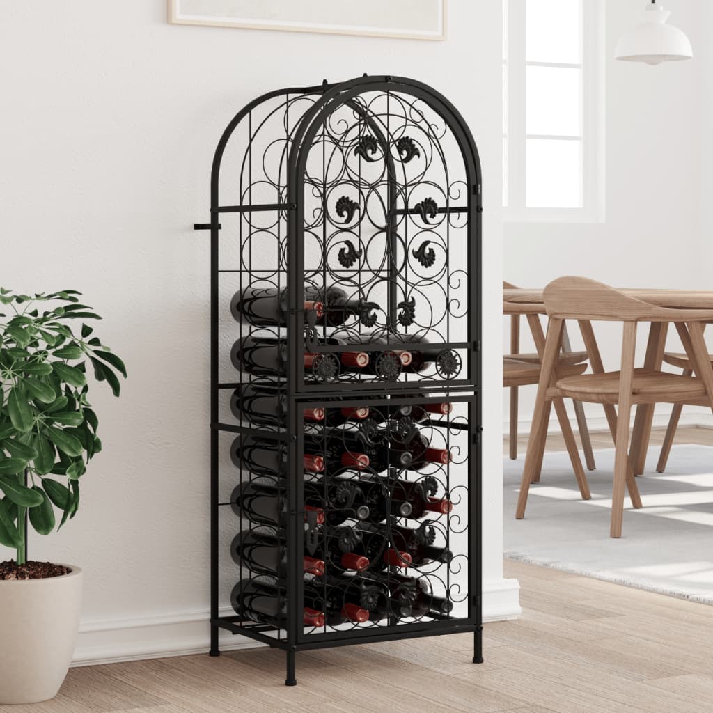Biscottini Porte-Bouteilles de Vin en Fer Forgé - Casier à Vin de Sol Vintage pour 4 Bouteilles