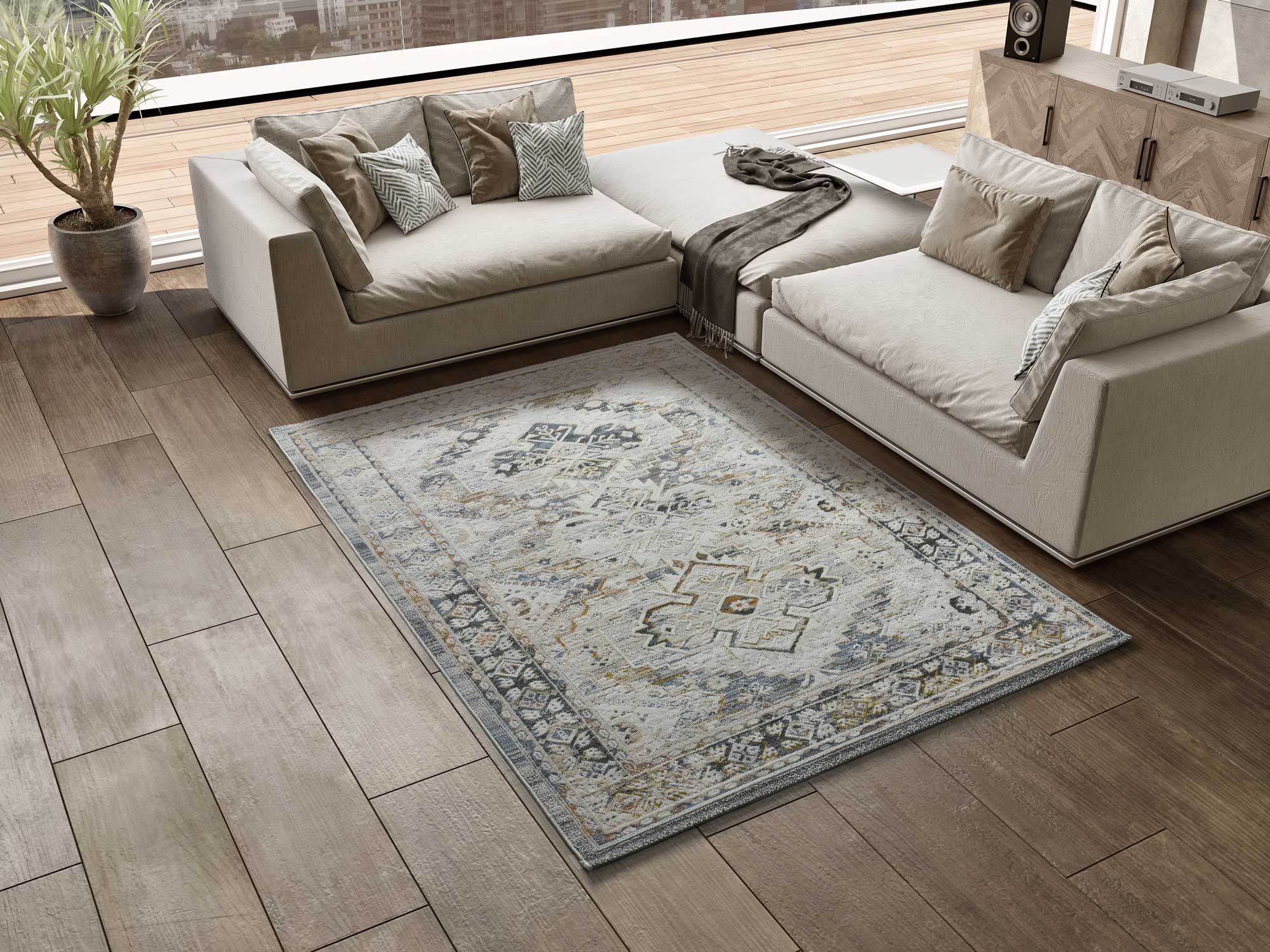 Tapis intérieur multicolore rectangulaire l.77 x L.150 cm SPRINGS vintage - ATTICGO - 4