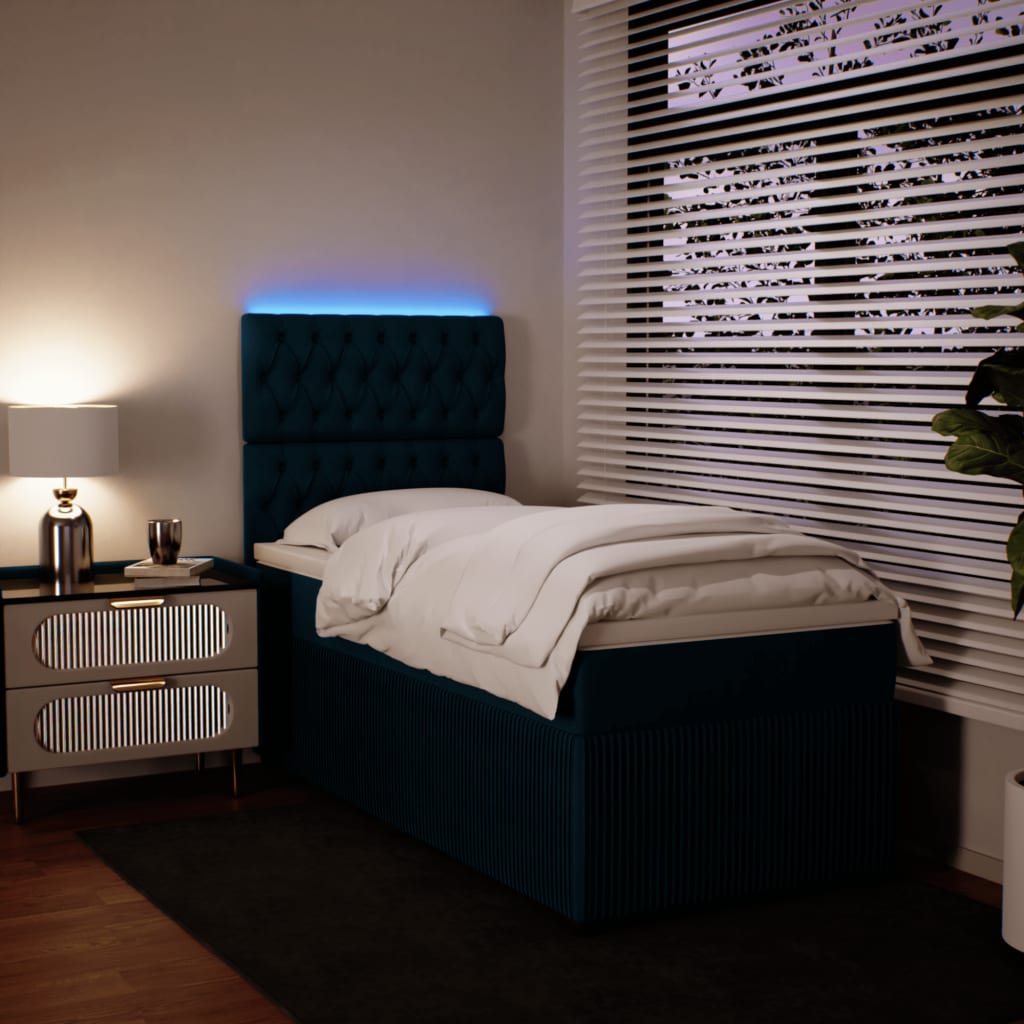 Sommier à lattes de lit avec matelas bleu 100x200 cm — COMFORTXL - 5