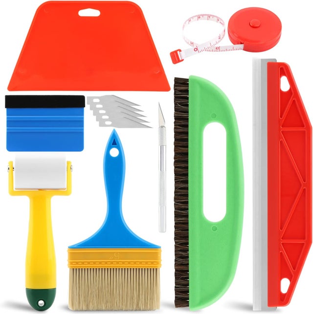 Kit de herramientas para nivelar papel pintado, que incluye rasqueta de fieltro, cepillo para papel pintado, etc.