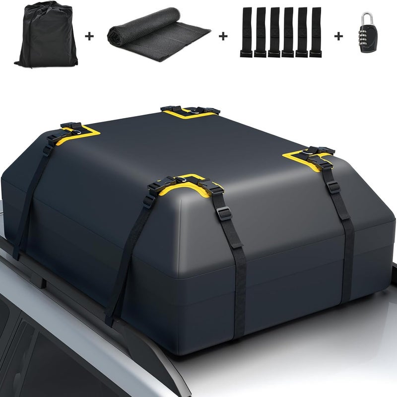 Bagażnik dachowy do samochodu, 420 l, wodoszczelny, z 6 hakami na drzwi, zamek szyfrowy, składana torba dachowa do samochodów, vanów, SUV-ów