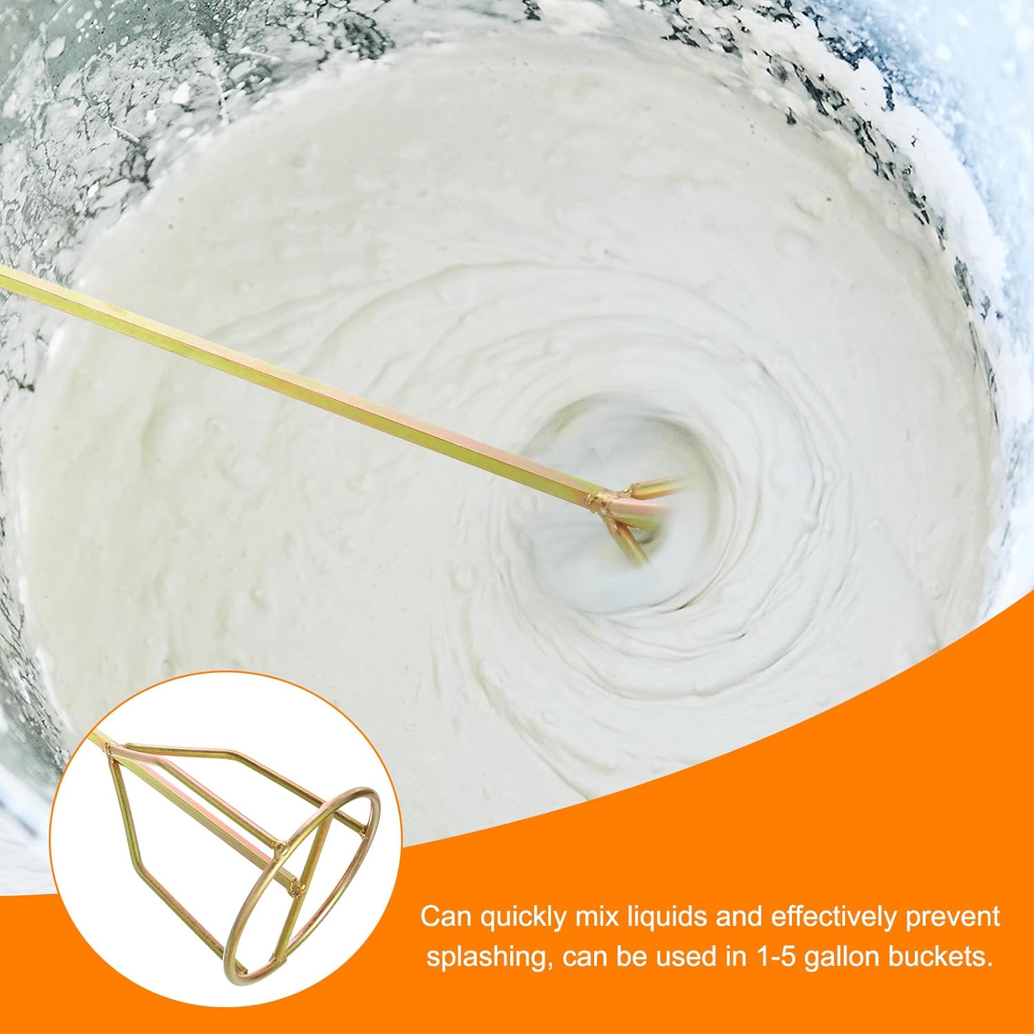 Varilla mezcladora con mango cuadrado, apta para mezcladoras industriales de pintura y cemento. (1 unidad, 50 cm) - 5