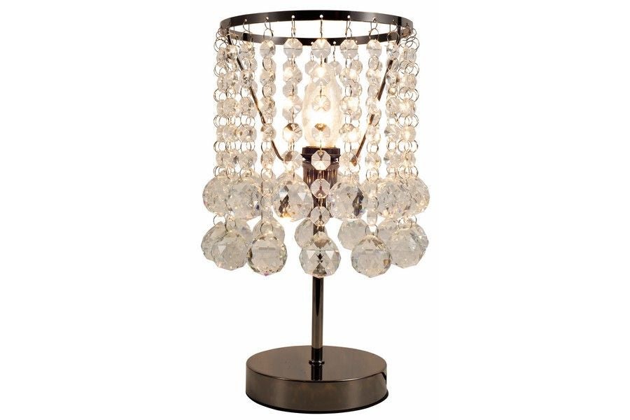 Lampa stołowa ciemny chrom glamour London Crystal 1xE14 40W REA527701-29 Reality