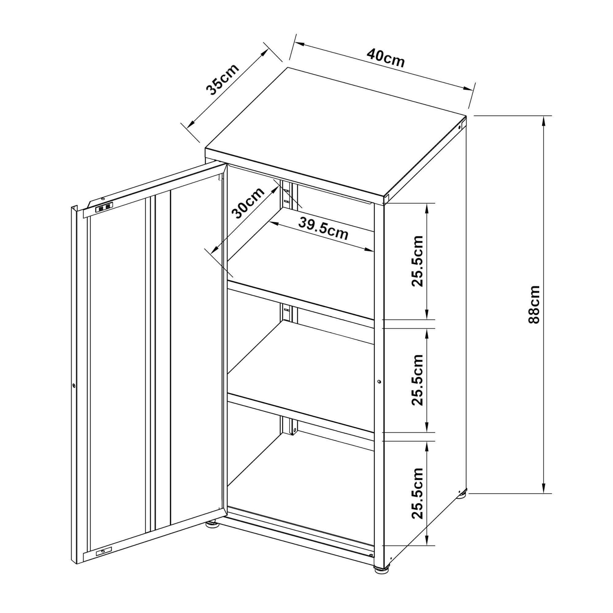 Armoire métallique Burlöv acier 88 x 40 x 35 cm noir [en.casa] - 4