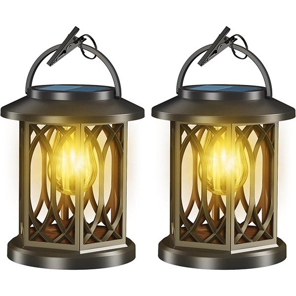 Lampy solarne zewnętrzne, 2 sztuki, lampy wolframowe, lampy wiszące, latarnie, żyrandole ogrodowe, ciepłe białe światło