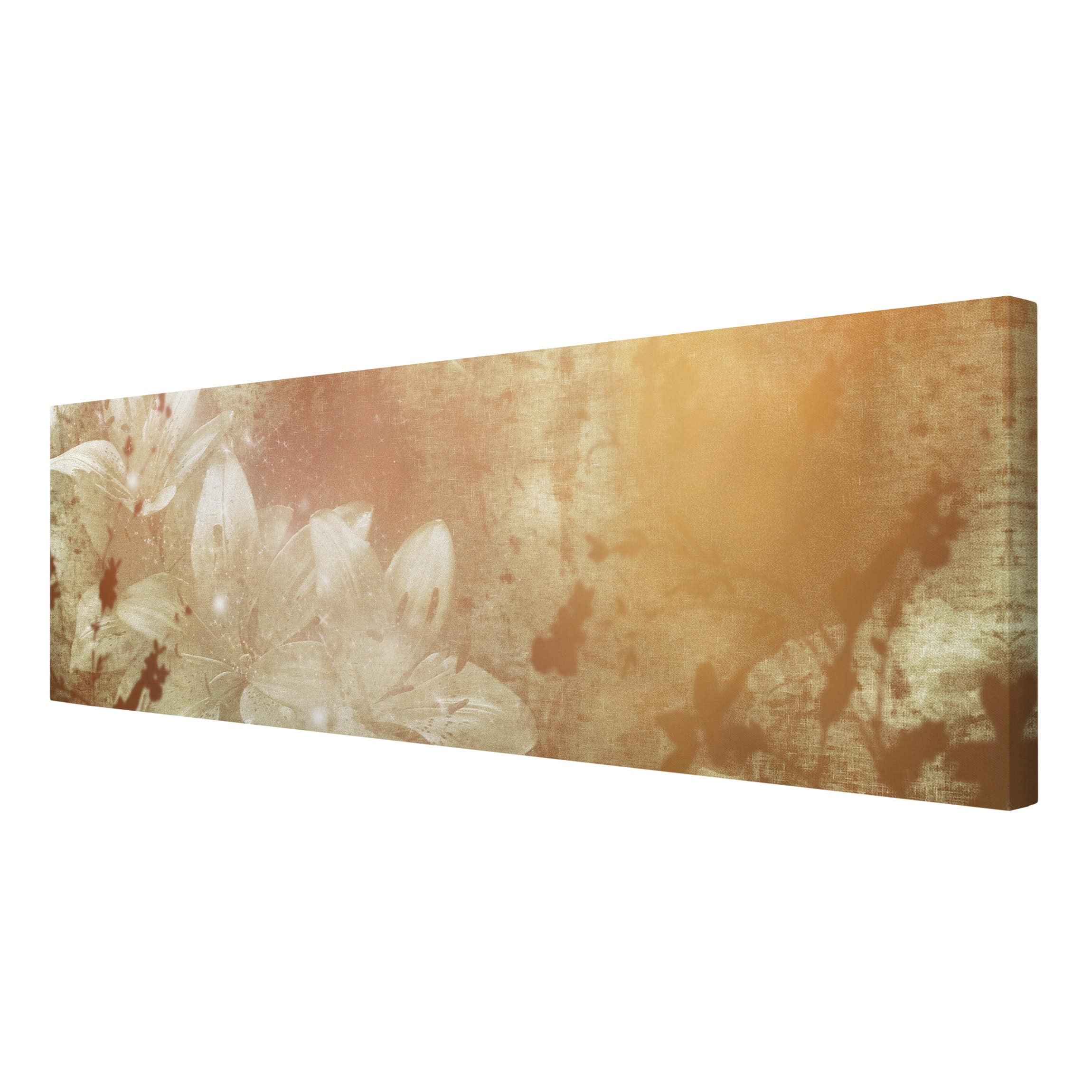 Impression sur toile tableau sur toile châssis doré botanique fleur vintage 111 cuisine chambre à coucher salon couloir 120 x 40 cm - 6
