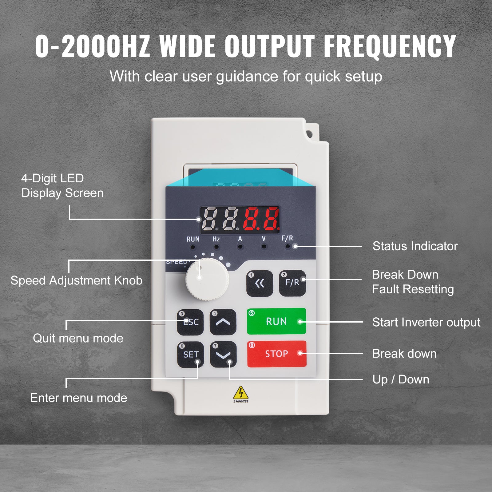 VFD 4CV, 3KW, 14A, entrée 1/3 phase AC 220V vers sortie 3 phases AC 0-220V, entrée 50/60Hz, sortie 0-2000Hz pour contrôle moteur broche SucceBuy - 5