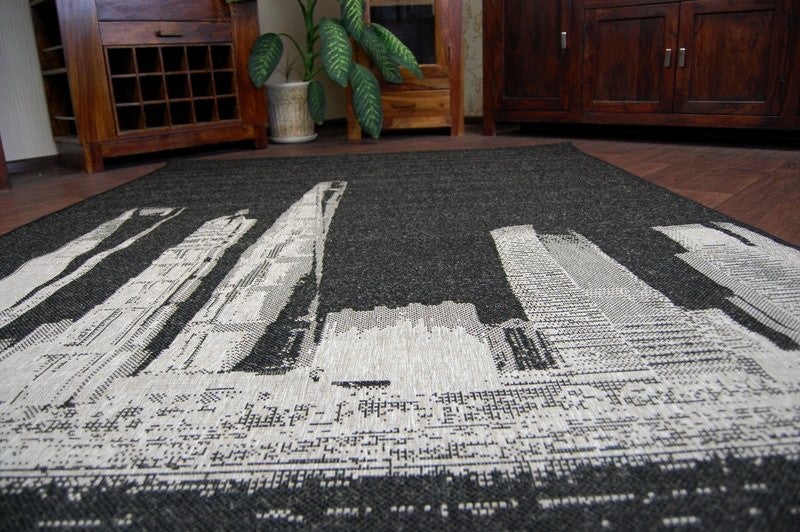 TAPPETO DI SPAGO SIZAL FLOORLUX 20240 nero / argento 200x290 cm - 4