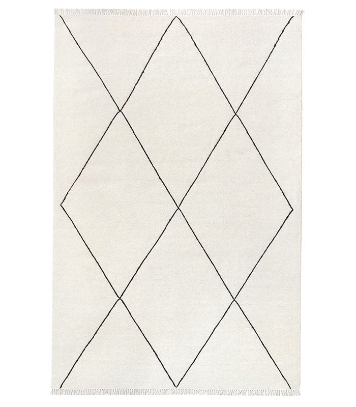 Hamid - Kilim ATLAS D1 230 x 160 cm, czarno-biały gobelin z motywami geometrycznymi