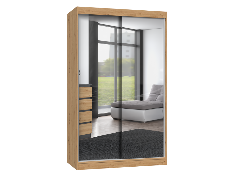 Szafa Przesuwna Topeshop IGA 120 CM DRZWI 2 LUSTRA DĄB ARTISAN 61x120x200 cm 1 szt.
