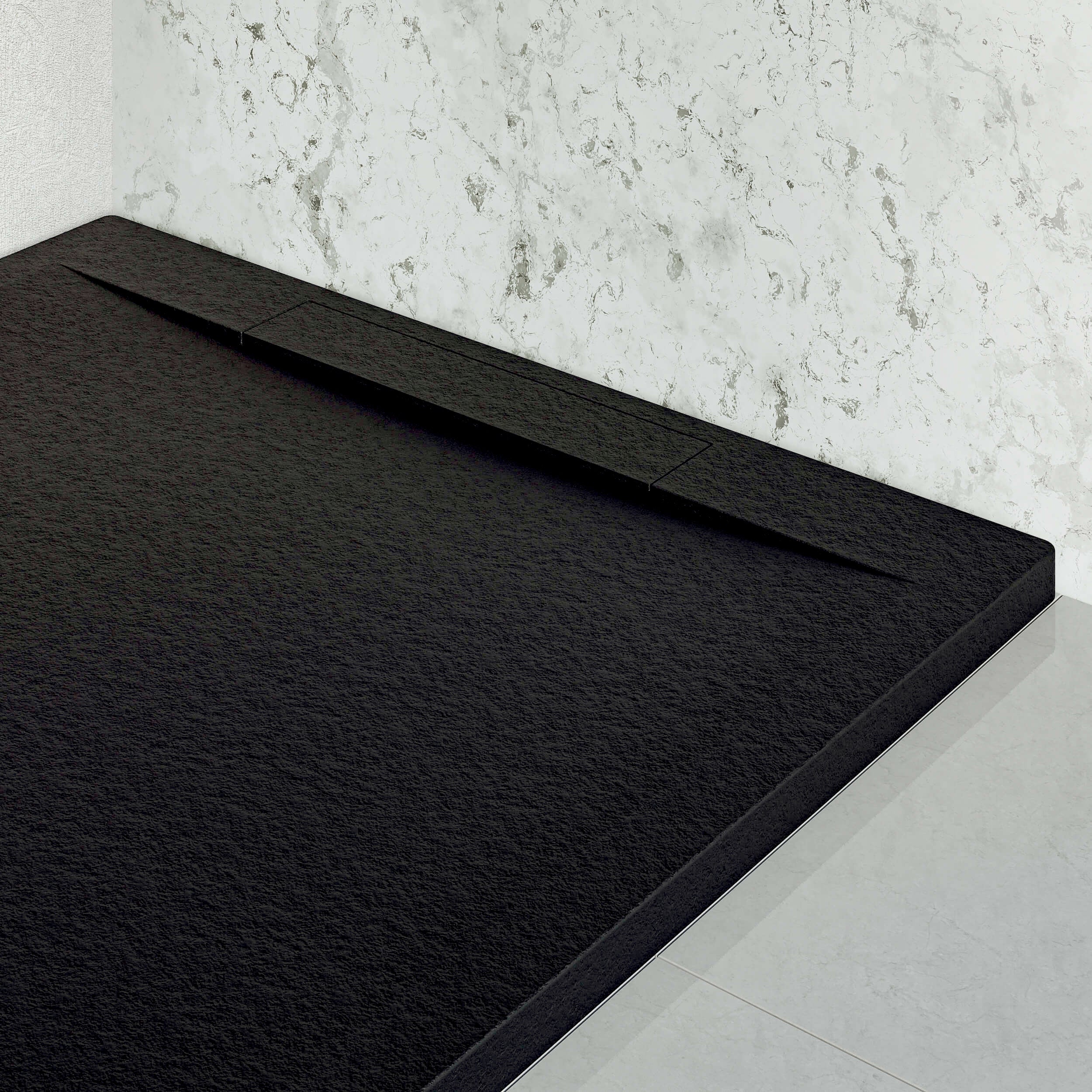 Receveur de douche en résine Liena 80x120 noir RAL 9005 avec siphon ...