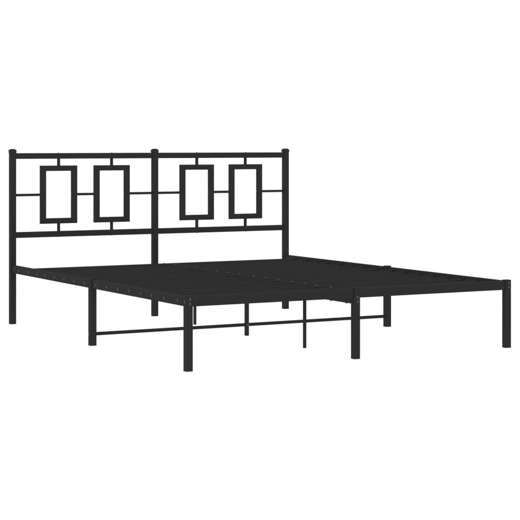 Estructura cama sin colchón con cabecero metal negro 150x200 cm vidaXL - 4