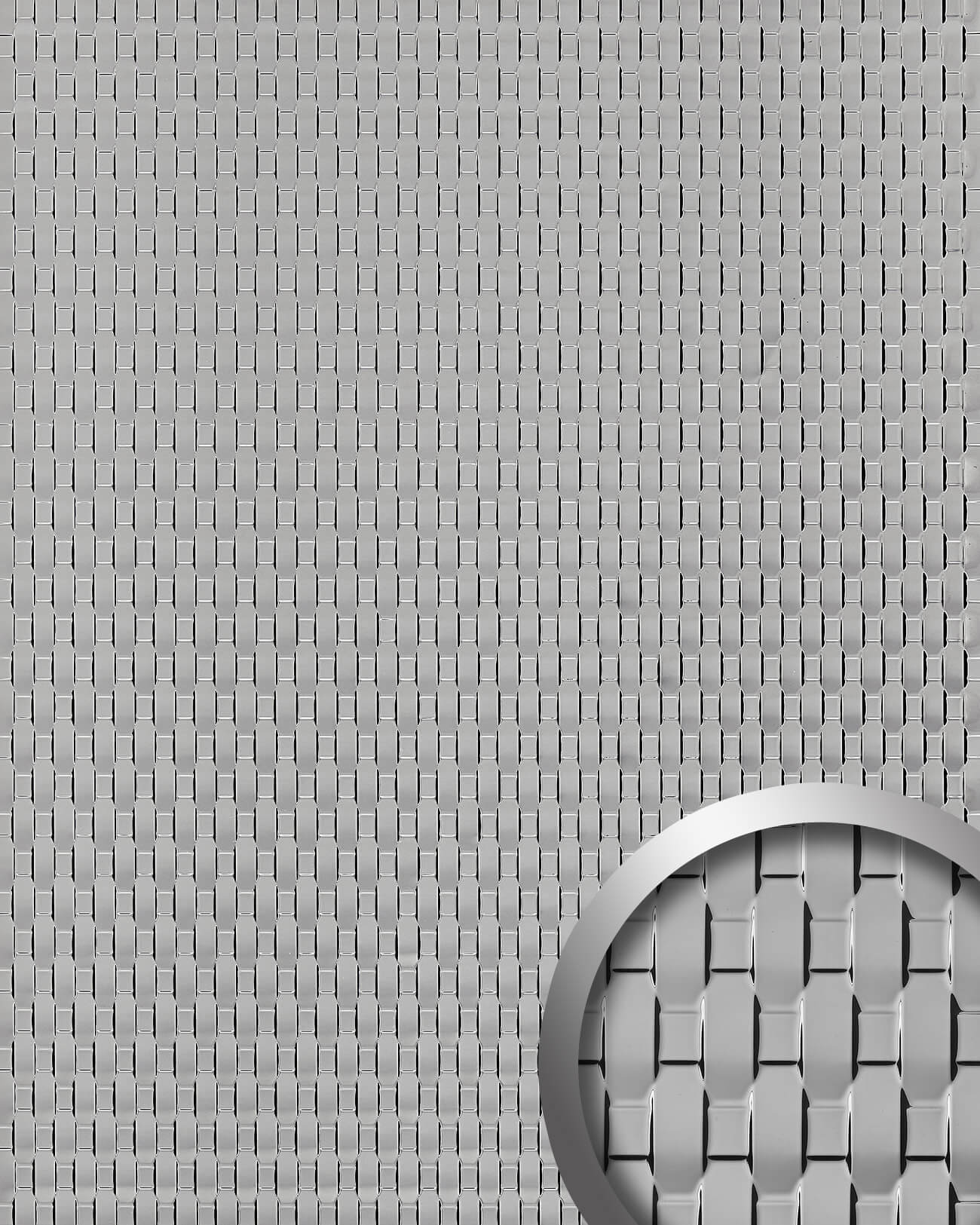 Panneau Mural Décoratif WallFace OCEAN Argent - Aspect Métal Réfléchissant - 2,6 M²
