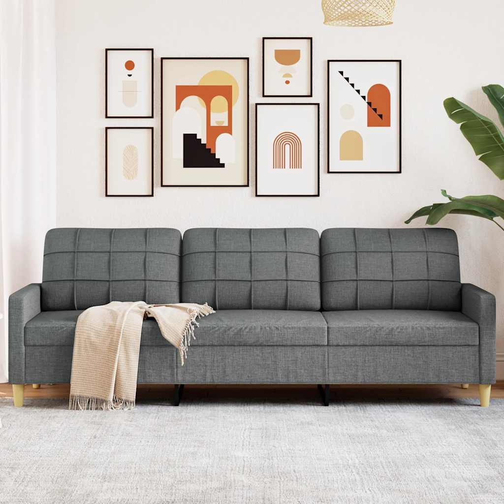 Vidaxl Sofá De 3 Plazas De Tela 210 Cm Gris/Oscuro , Leroy Merlin