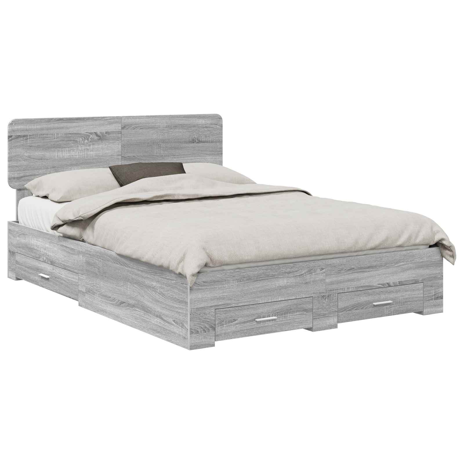 Cadre de lit Gris 140 x 190 cm Bois d'ingénierie - 2