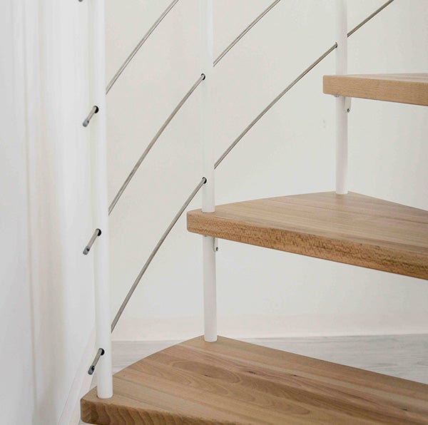 Escalier colimaçon 13 marches - Hauteur à franchir 2.54 à 3.05m - Structure noire et marche hêtre - Diamètre 100cm - VENE100/NH-13 - 5