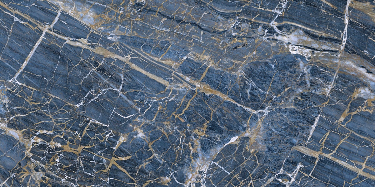 Carrelage sol et mur effet marbre brillant Hotel luxe bleu poli 60x120 cm - Réflex Boutique - 6