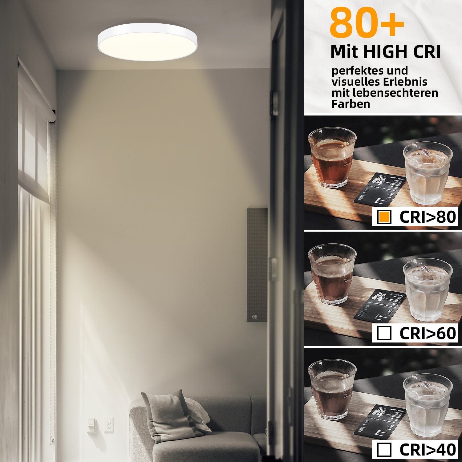 NETTLIFE Lâmpada de teto LED branca quente - lâmpada de casa de banho 12W IP44 à prova de água 21cm redonda moderna - 3