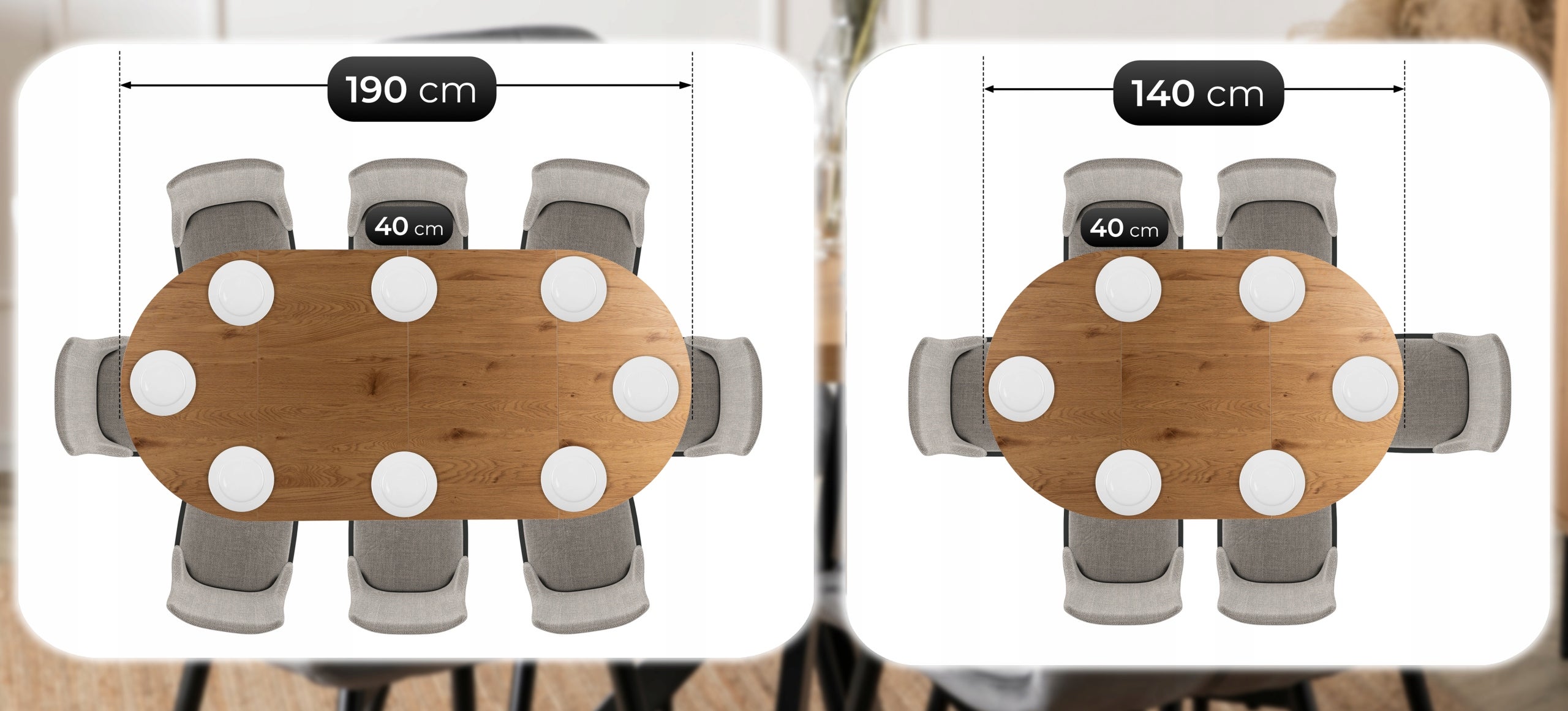 Stół Rozkładany Okrągły Kuchenny Do Jadalni Kuchni Salonu Loft Dąb LUGO - 3