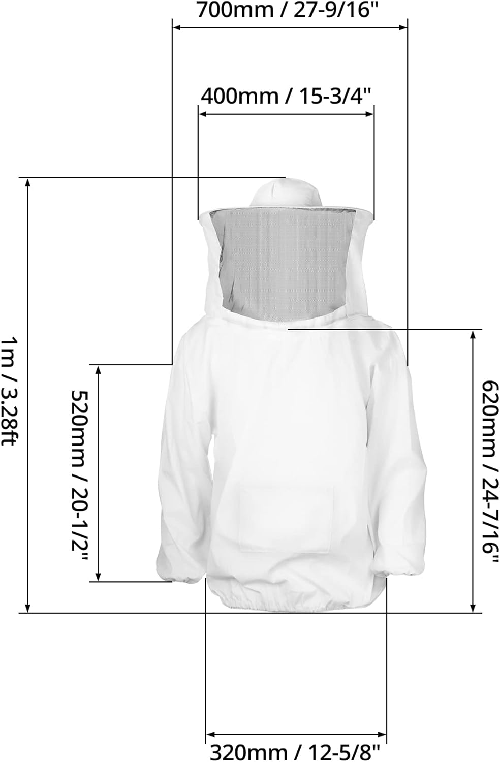 Combinaison Apicole(Blanc), combinaison anti guêpes, Veste Apiculteur Professionnelle, pour la prévention des piqûres d'abeilles - 3