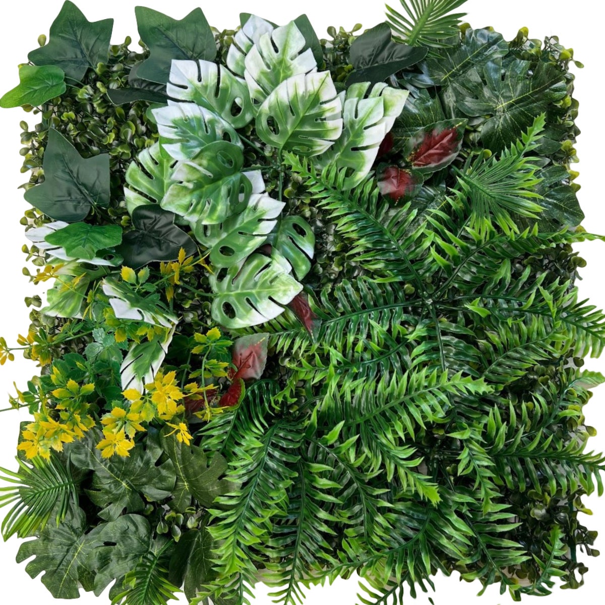 Sztuczny żywopłot 50 cm x 50 cm, ochrona i prywatność dla ogrodu, tło ścienne z trawy syntetycznej, ochrona UV (1 sztuka)