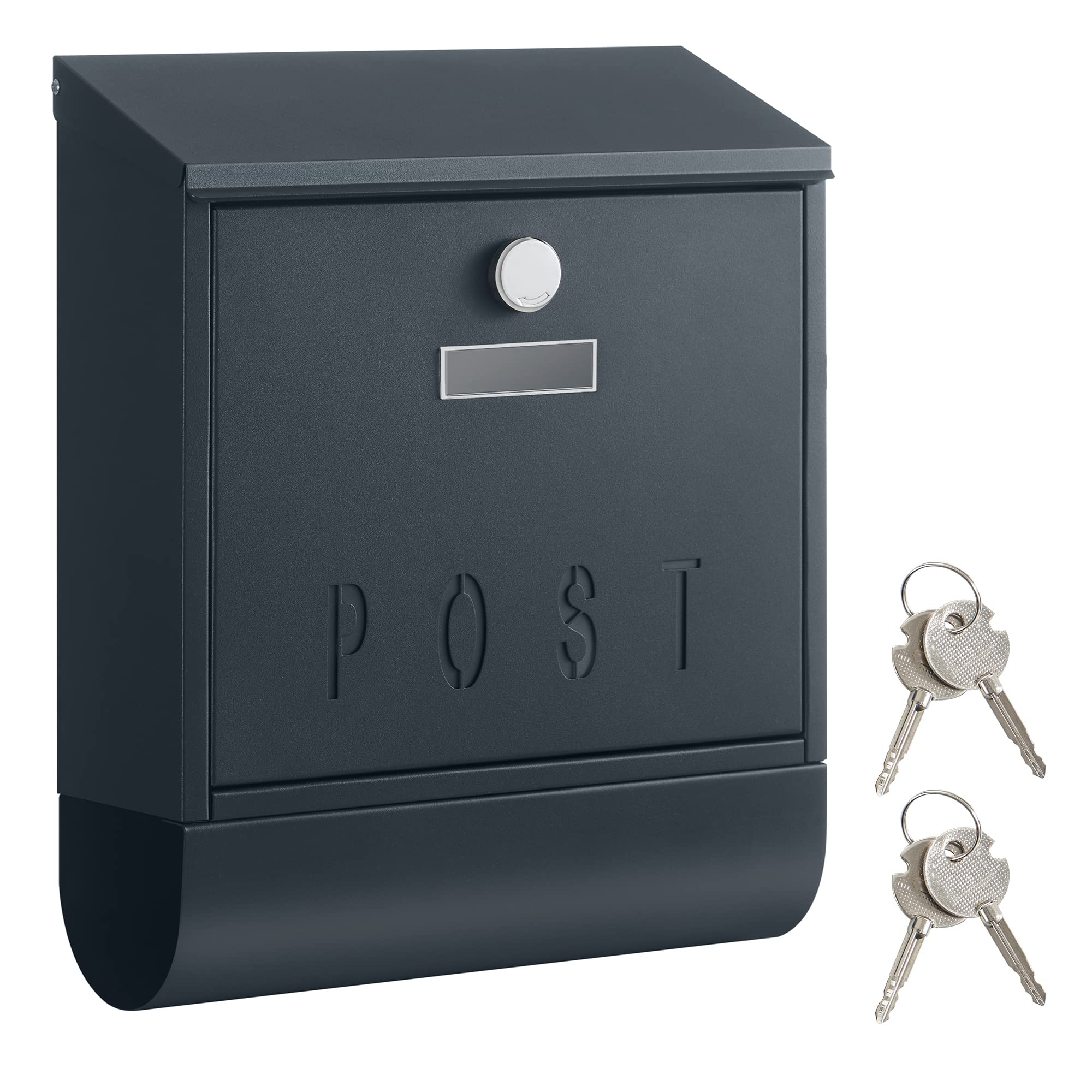 Cassetta Postale SONGMICS Grigio Antracite - Serratura In Rame, Finestra Di Visualizzazione, Portagiornali, 10x30.8x33.8cm - Foto 6