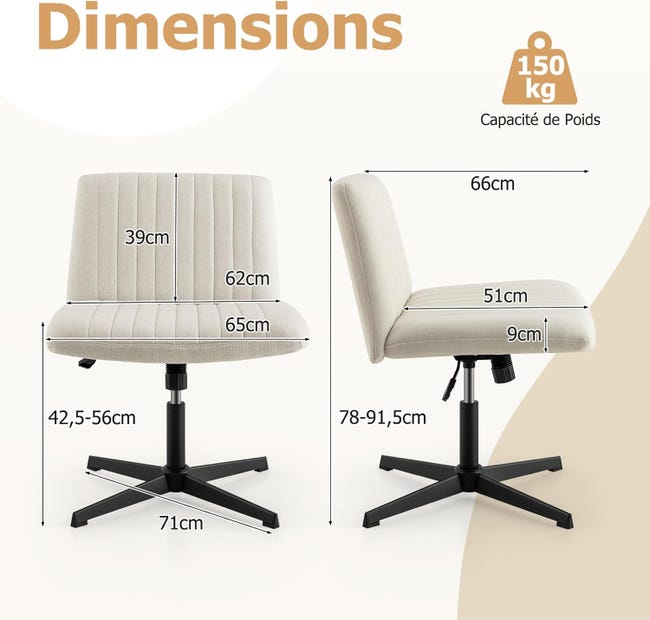 Furnimart Sedia girevole con gambe incrociate con ruote per casa e Furnimart Sedia girevole con gambe incrociate con ruote per casa e
