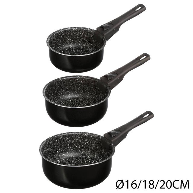 Lot De 3 Casseroles Carote Blanc Pierre - Induction - 18/20/22 Cm Avec Couvercles