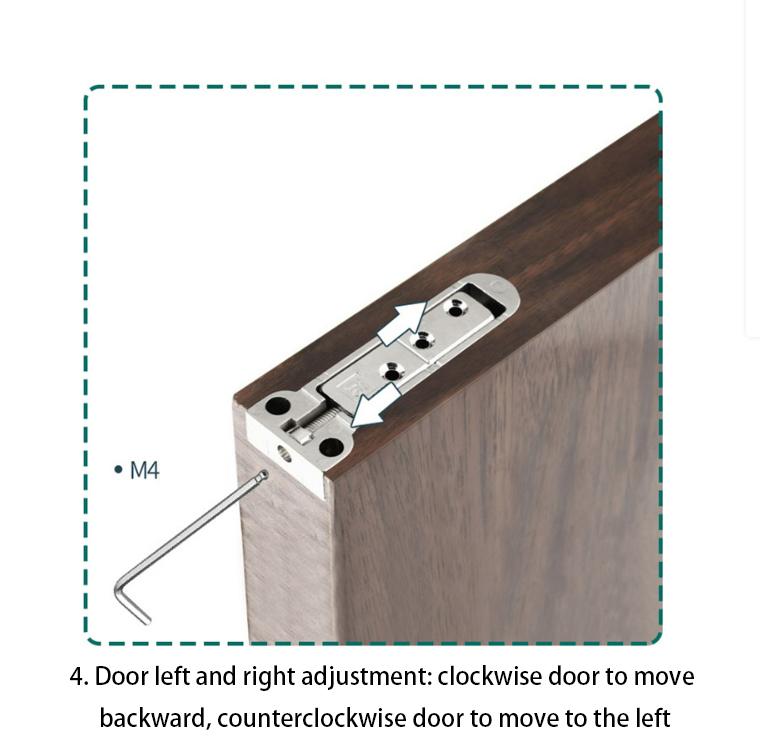 Zawias ukryty z regulowaną osią pionową do drzwi drewnianych o wadze do 70 kg - otwarcie 110°, precyzyjna regulacja 3D - 9