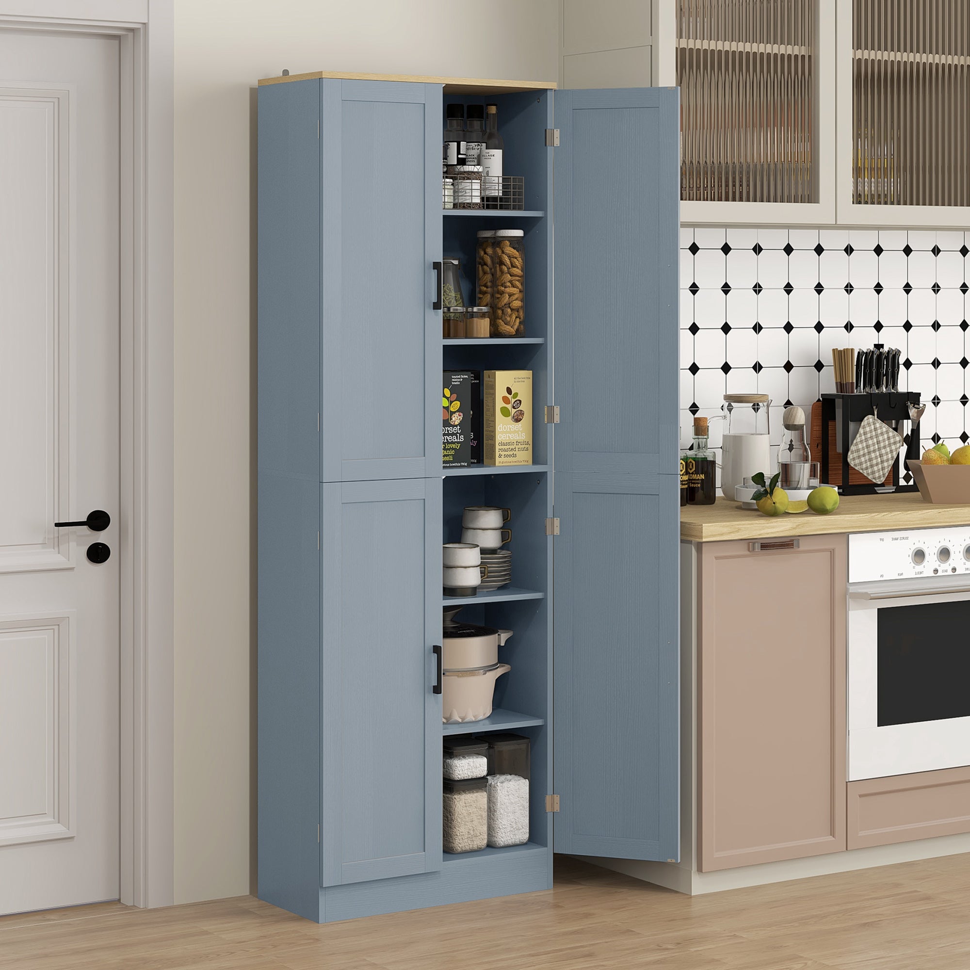 Alacena de Cocina HOMCOM Melamina de Madera Gris 60x30x171 cm 835-925V83GY - 3