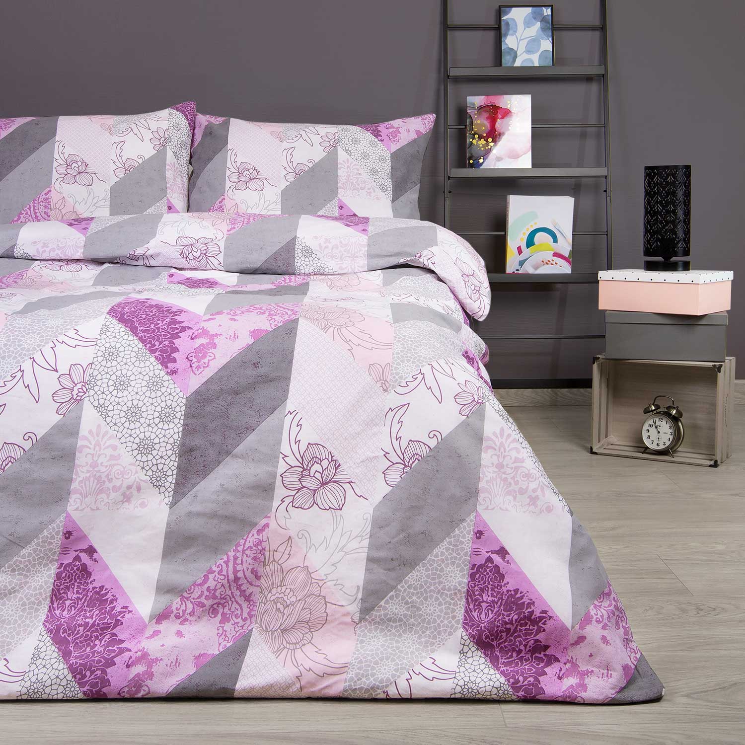 Pościel bawełniana 220x200 Cottonlove Geometryczna różowa 71468/1 - Darymex