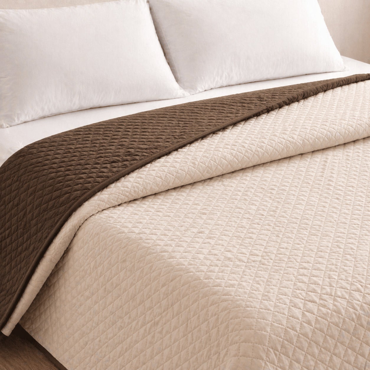 Colcha Bicolor Reversible Beige/Marrón Cama 180cm Donegal Collections - 2