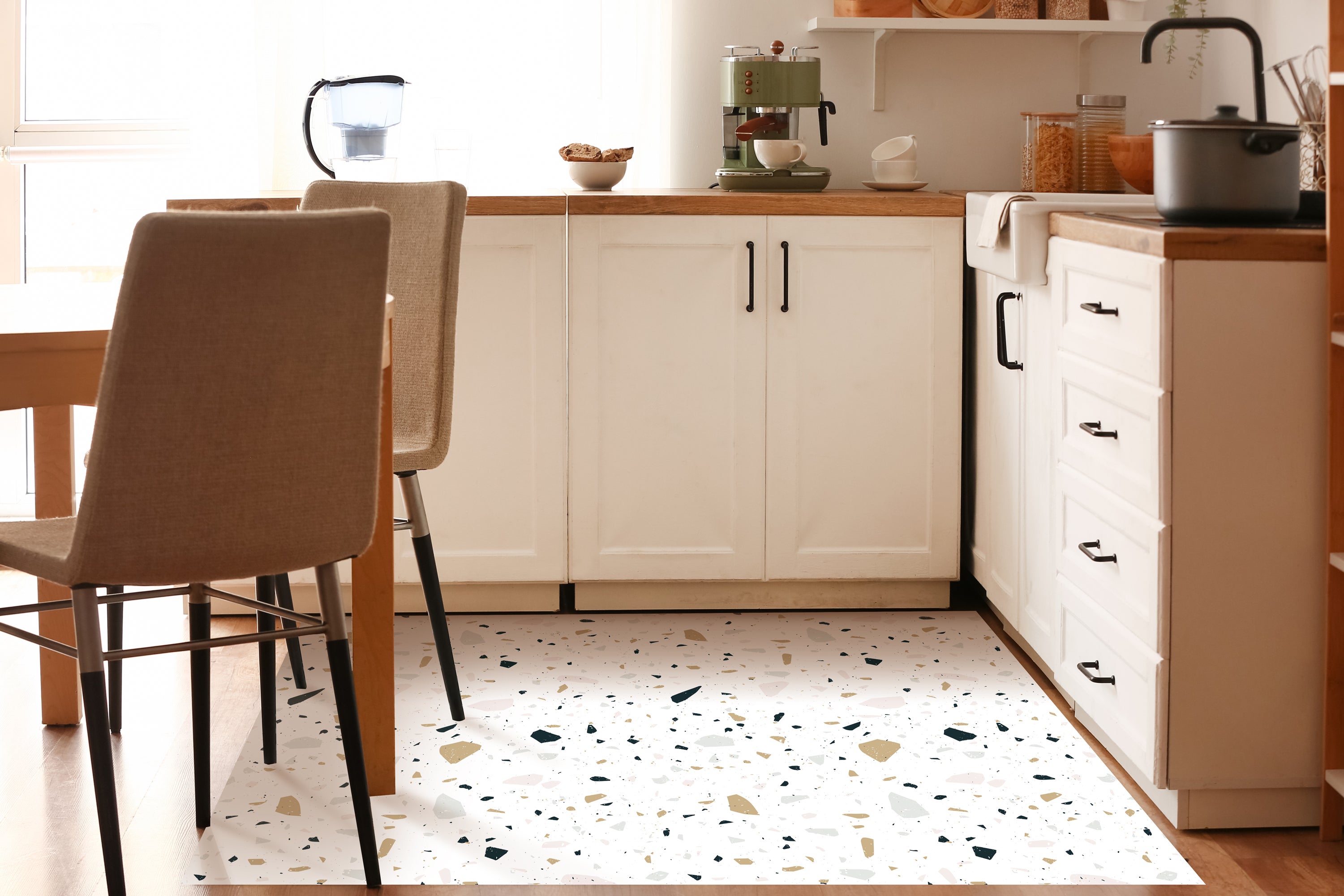 Tapis antidérapant en vinyle Terrazzo Aquiles 50x100 cm - PVC imprimé, lavable, ignifuge, pour le salon et la cuisine - 3
