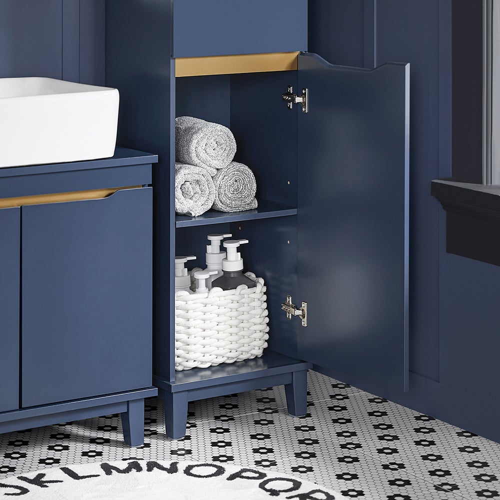 Armario Alto para Baño Columna de Baño Estanterías de Baño con 3 Estantes 1 Puerta y 1 Cajón 35 x 30 x 170 cm BZR112-B SoBuy ES - 5