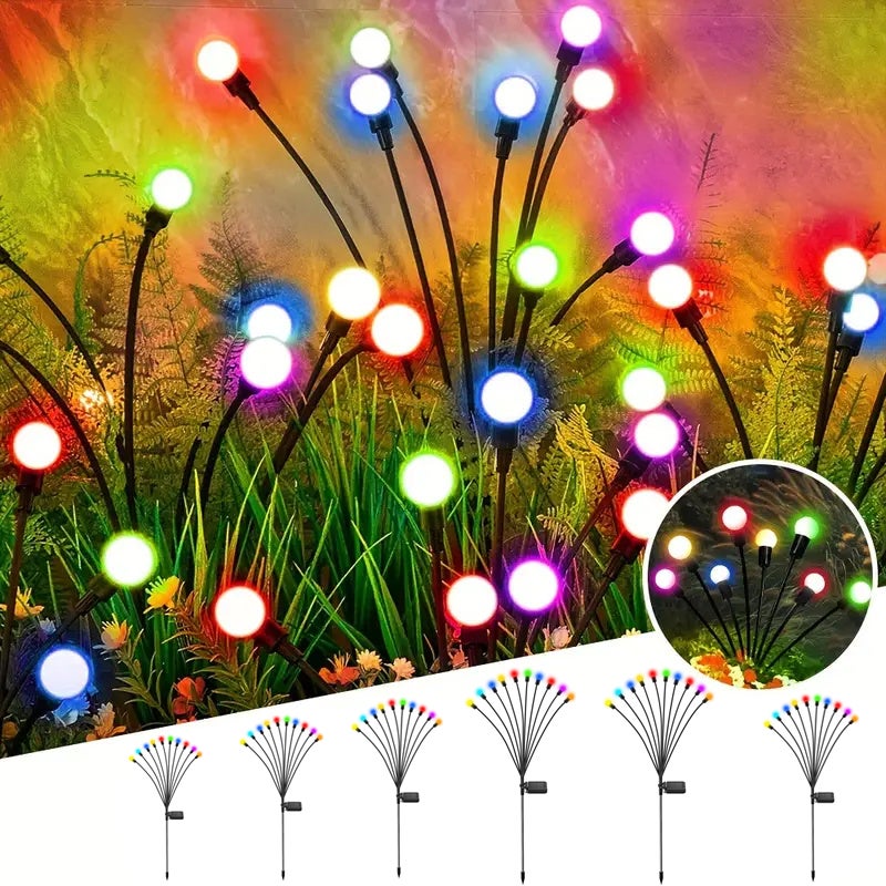 Zestaw 6 solarnych lamp ogrodowych, 10 LED, dekoracyjne na zewnątrz, IP65, idealne do ogrodów, na tarasy, imprezy i wesela