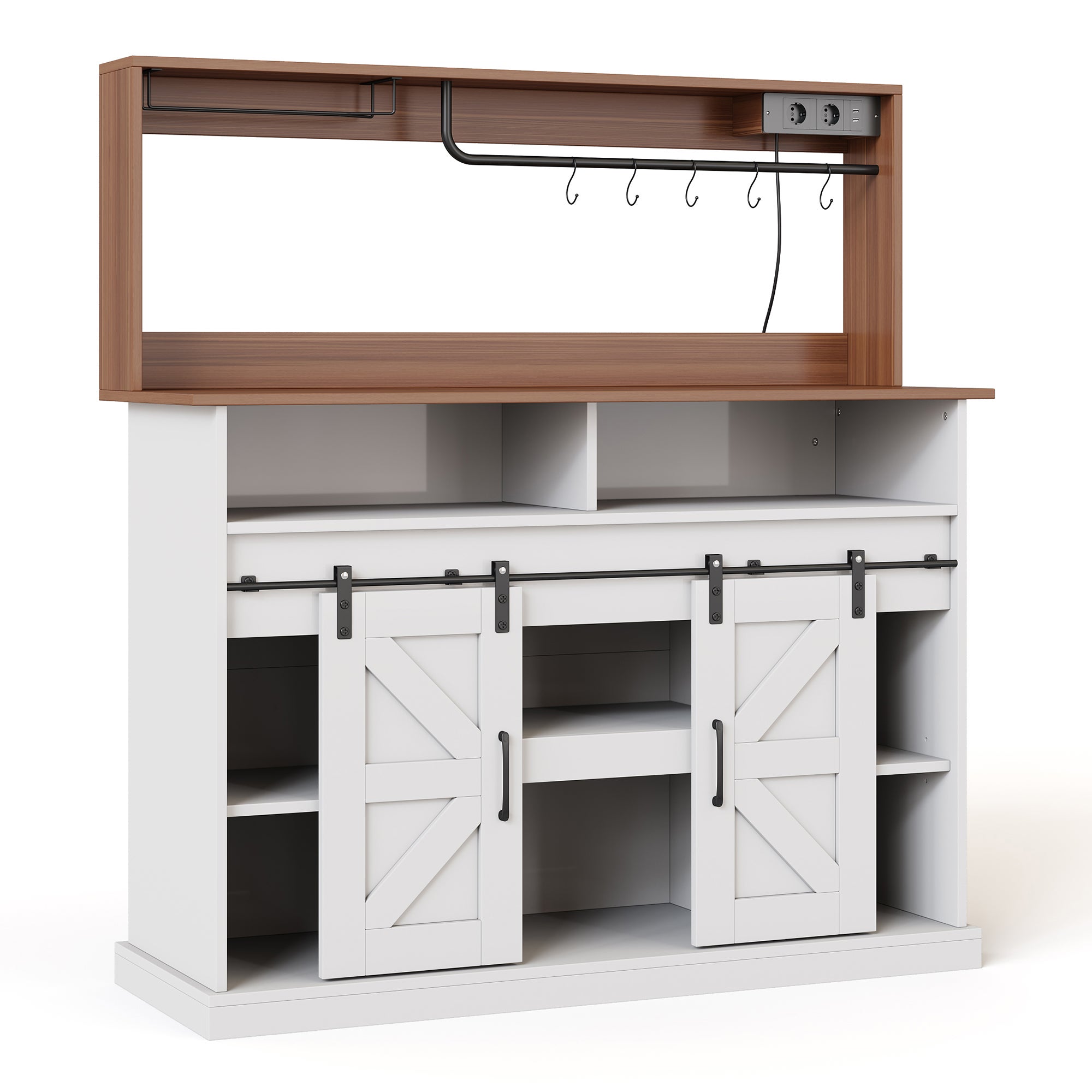 Meuble pour coin café 120 cm en MDF blanc et effet bois, portes ...