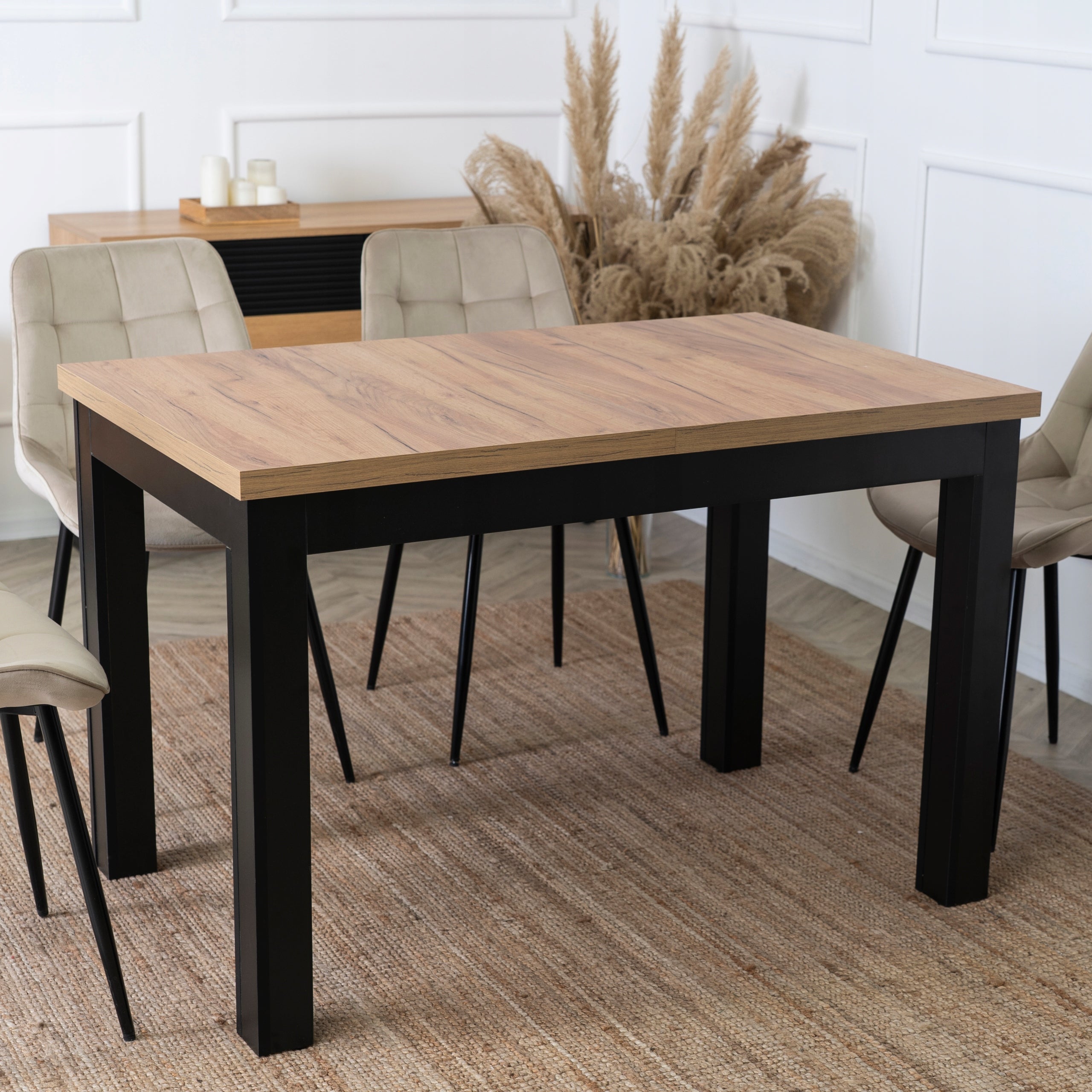 Stół Rozkładany Do Jadalni Salonu Kuchni Czarny Dąb Craft SKUBI 120/160 - 2